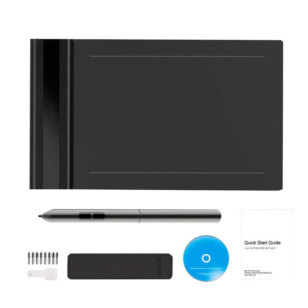 VEIKK S640 Graphic Pen tablet 6 x 4 inch Ultra Thin OSU Digital Drawing Tablet with Passive Pen 8192 Levels Pressure Black: Default Title
