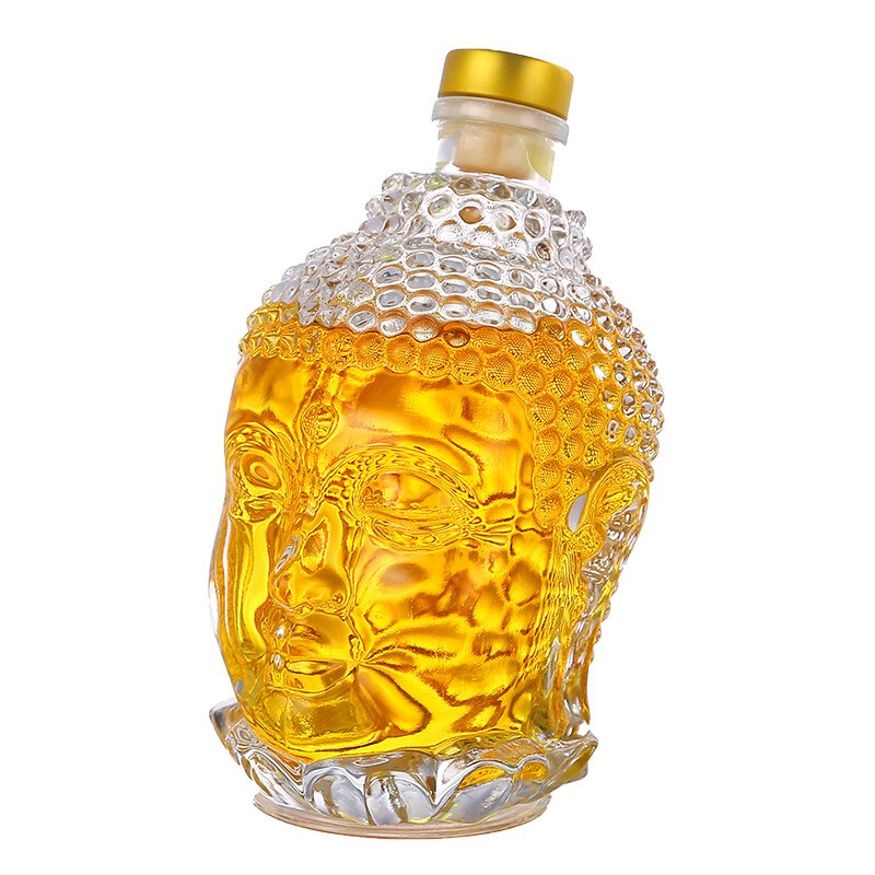 750ML Glas Flasche Statue von Buddha Kristall Wasser Flasche Wein Glas Tasse für Wodka Whiskey Trinken Gläser Hochzeit vasos de vidrio