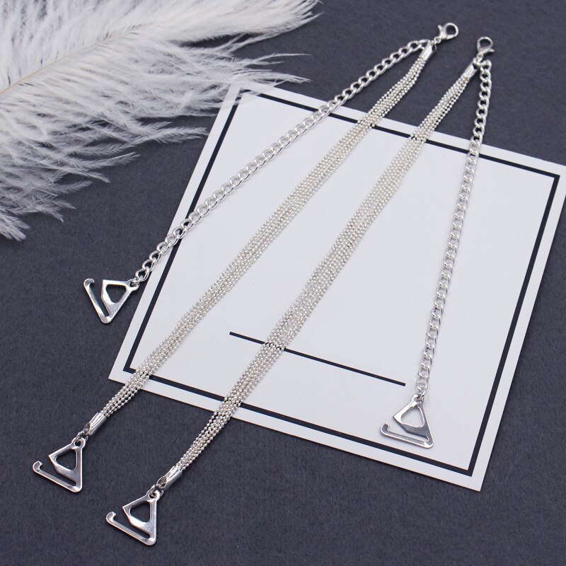 Unterwäsche Riemen Metall Bh-träger Perlen Schulter Riemen modisch aus-sterben-schulter Halfter Unsichtbare Nicht-Unterhose: Silber / 1.8cm Haken