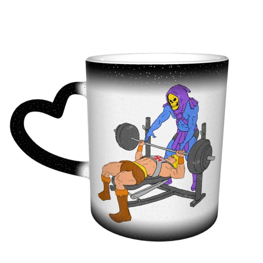 Gym Buddies Skeleton Weight Lifting Disposable Coffee K Mugs Glass Cups Tazas Set Water Bottle Double Wall Glass Christmas