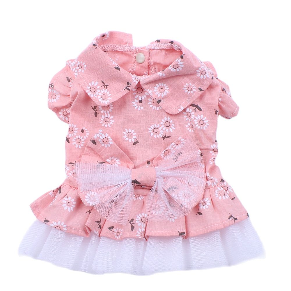 Vestido floral de renda para cachorro e gato, camisa para animal de estimação, filhote de cachorro, saia macia, primavera/verão, roupas, 4 tamanhos