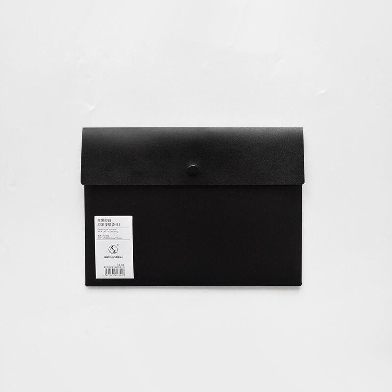 A3/A5/B5 Portable File Folder Big Capacity Document Bag Simple Business Briefcase Plastic Storage Organizer Snap Bag: B5 black