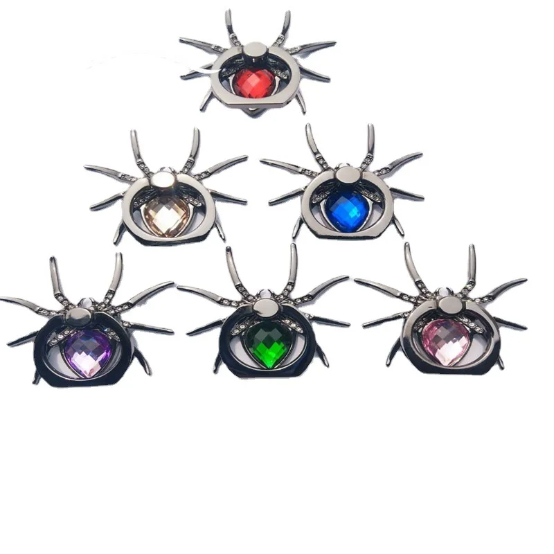 Universal Luxury Biling Diamond Metal Spider Mobile Phone Finger Ring Holder 360 Rotate Stand for iPhone Sumsang Huawei Xiaomi