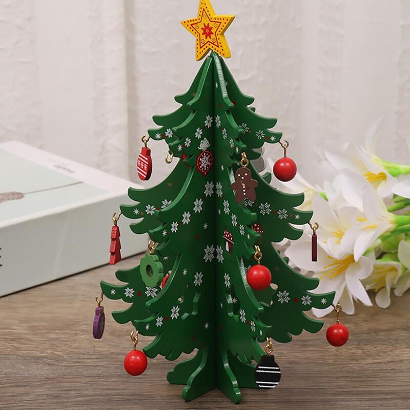 Make DIY three-dimensional wooden Christmas tree scene layout Christmas tree children handmade Christmas decorations