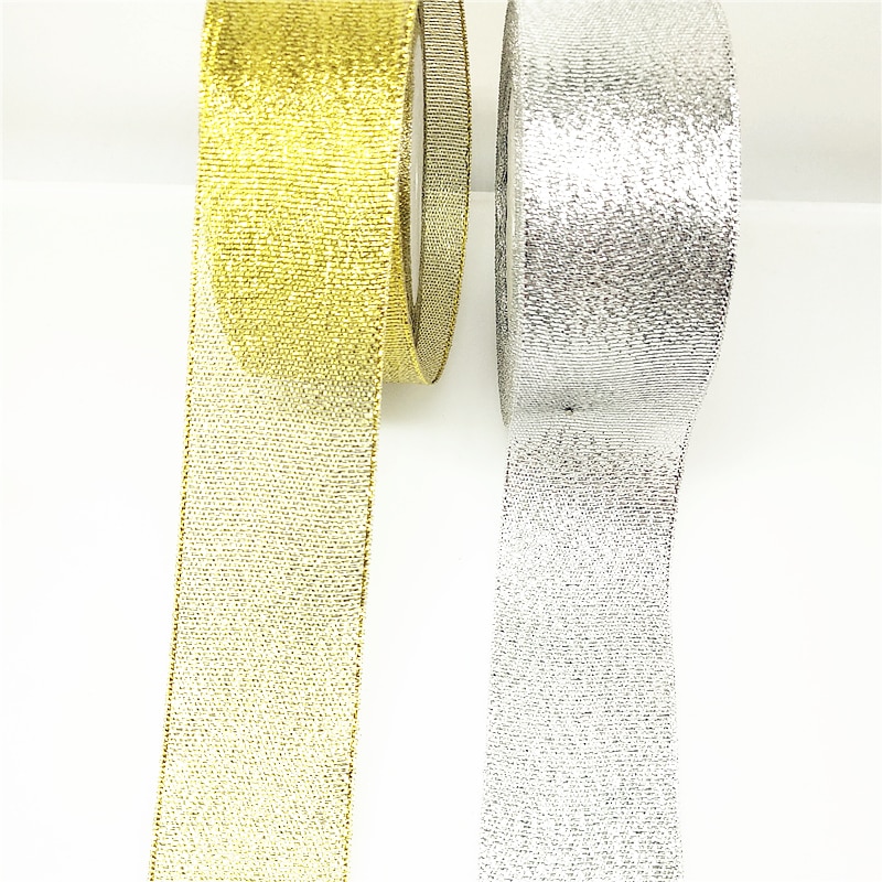 40/50mm 1-1/2 &quot;2&quot; 5 Meter Goud En Zilver Metallic Glitter Lint Kleurrijke pakket linten