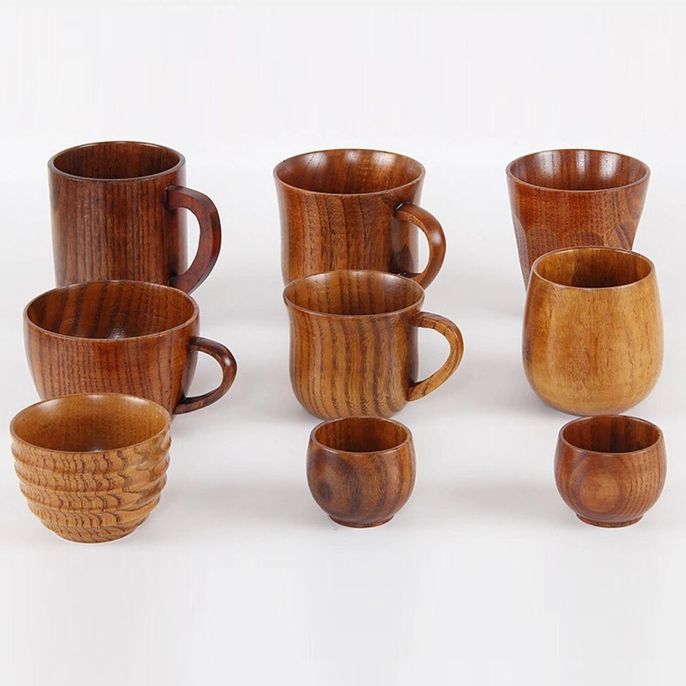 Japanese Style Wooden Cup Jujube Wood Insulation Tea Cup Wooden Coffee Cup Drinking Cup Coffee Cup & Saucer Sets