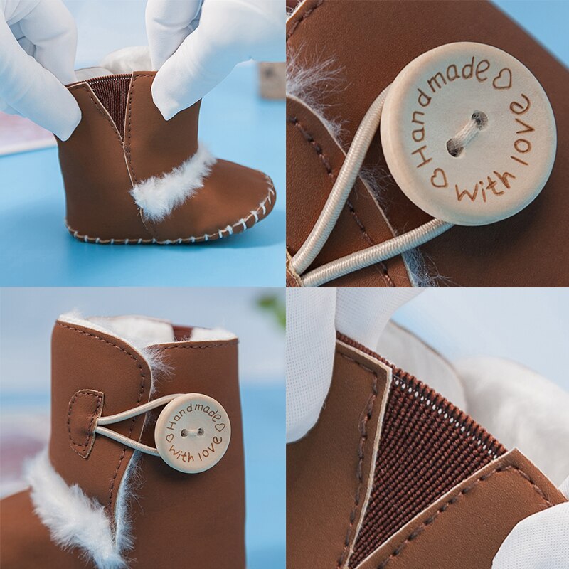 Baby Winter Knoppen Snowboots Warme Schoenen Anti-Slip Pluche Jongen Meisjes Enkellaarsjes Pasgeboren Baby Wieg Laarzen Zapatos bebe