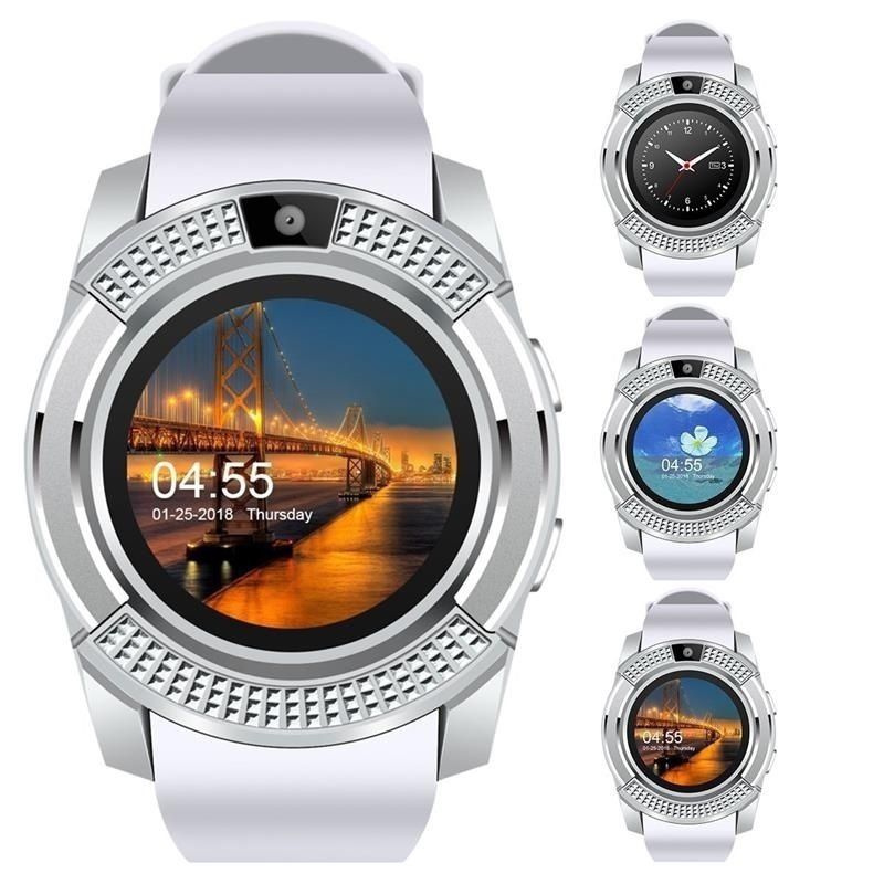 V8 SmartWatch Bluetooth Smartwatch Touch Screen Polshorloge met Camera/SIM Card Slot, waterdicht Smart Horloge DZ09 X6 VS M2 A1: WHITE
