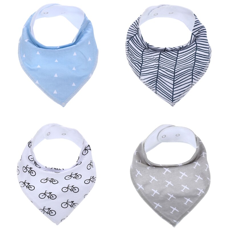 4- pack barnhaklapp för spädbarn 100%  absorberande bandana-haklapp i bomull med justerbara tryckknappar salivhandduk rapsduk