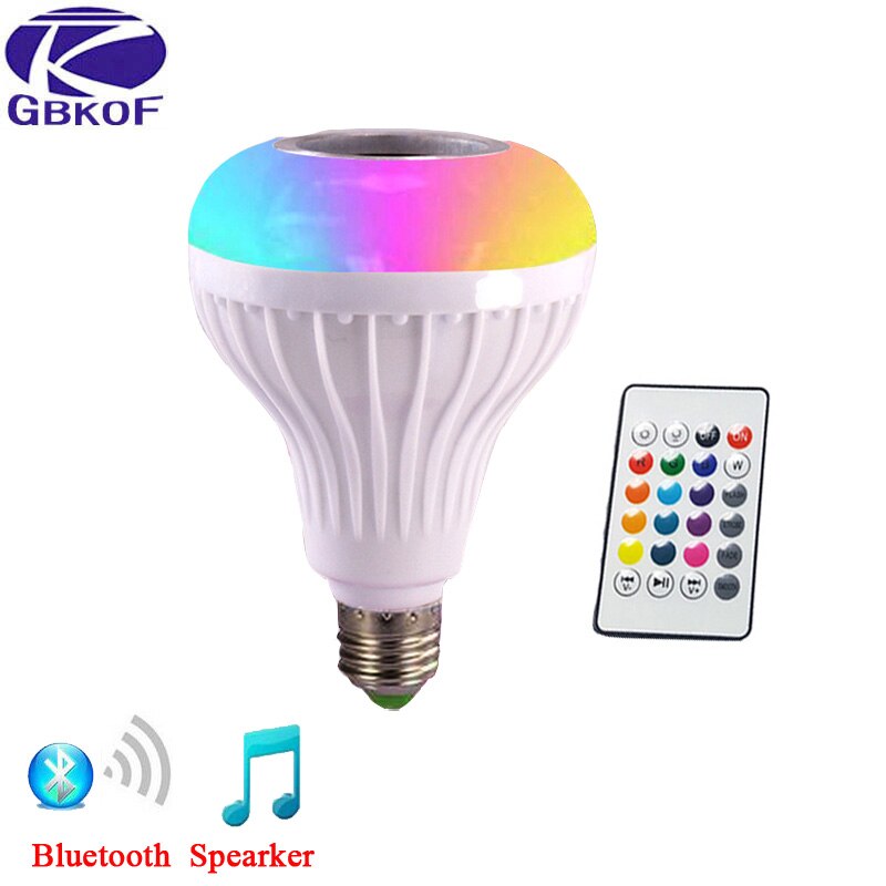 GBKOF Intelligente E27 12W RGB LED Lamp Bluetooth Smart Verlichting Lamp Kleurrijke Dimbare Speaker Gloeilamp Met Afstandsbediening