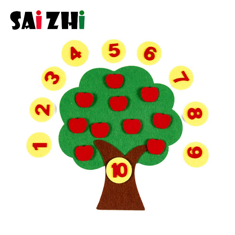 Saizhi Kind Speelgoed Apple Tree Match Digitale Onderwijs Non-woven Puzzel Math Speelgoed Educatief Speelgoed Voor Kleuters