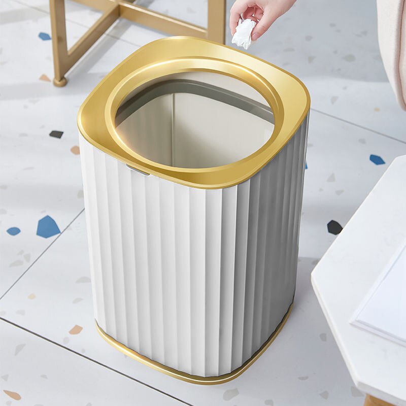 Gouden Luxe Prullenbak Voor Keuken Zonder Deksel Vuilnis Tin Bin Voor Badkamer 9L/12L/15L