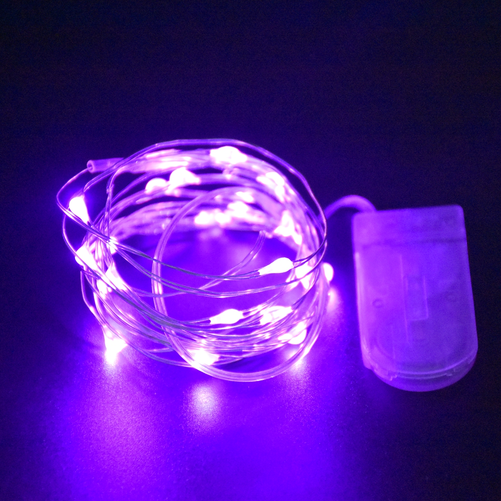 1M 2M Lichterkette Schnur CR2032 Batterie Mini DIY drinnen Zimmer Dekor Licht Hochzeit Weihnachten Lichter Girlande LED dekoration: Lila / 0-5W