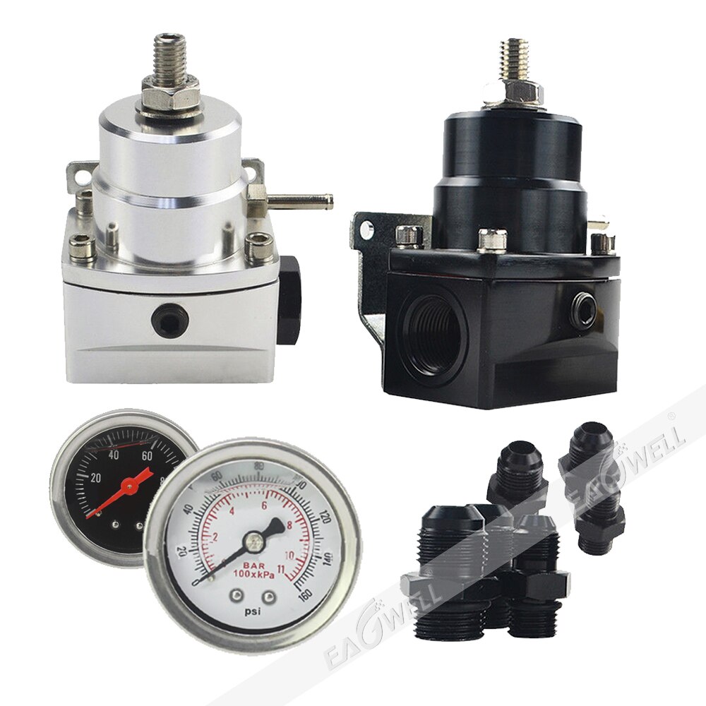 AN8 High pressure fuel regulator w/ boost - 8AN 8/8/6 EFI Fuel Pressure Regulator with gas gauge Vacuum boost port