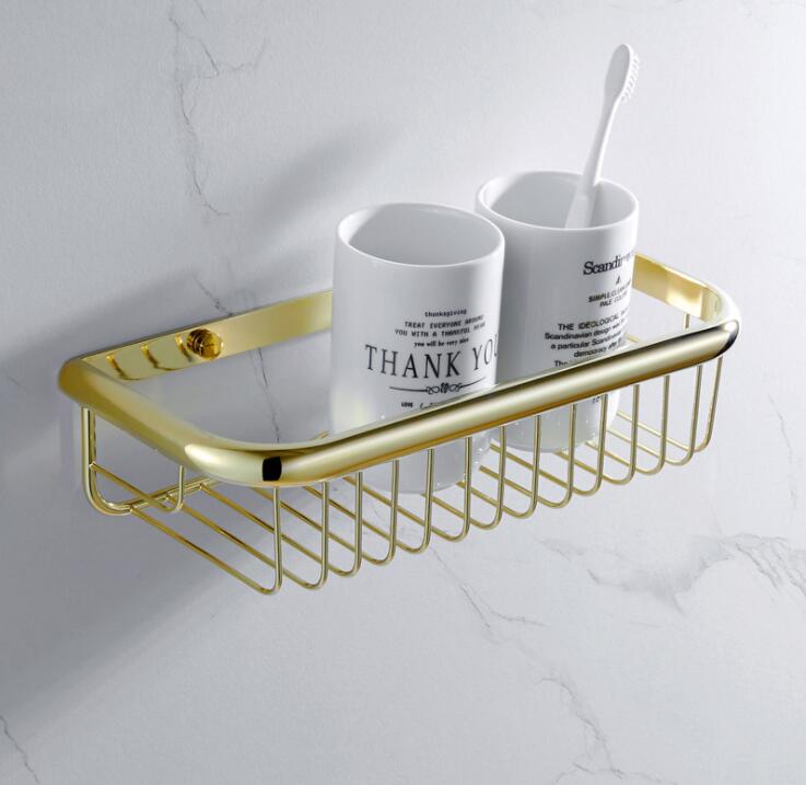 Koper Handdoekenrek Europese Stijl Golden Badhanddoek Rack Badkamer Badkamer Kamer Plank Hardware Hanger Set Bad Hardwares: single square shelf