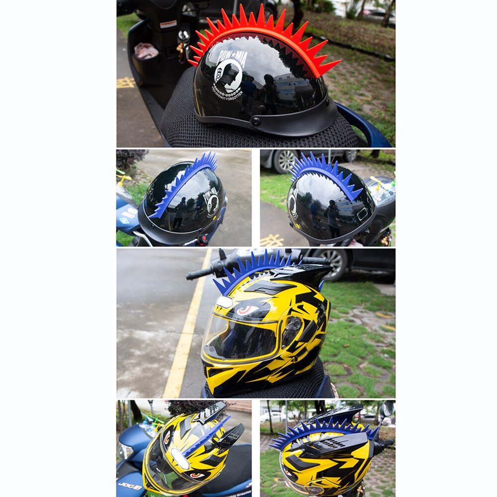 Racing Motorcycle Helmet Mohawk Spike Strip Cool Punk Sticker Capacete Casco Rubber Decoration Angle Warhawk Stick On Helmets