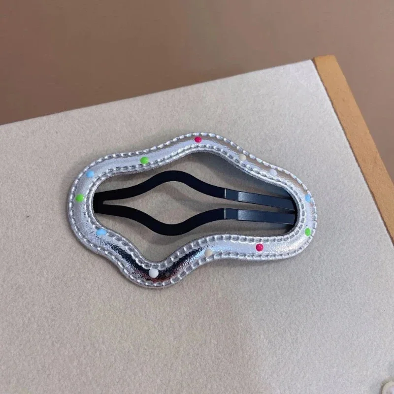 Horquillas plateadas de PU Y2K, pinzas para el cabello de varios estilos, estrellas BB, horquillas con Clip, pasador lateral bonito, accesorios para el cabello para mujer: YELLOW