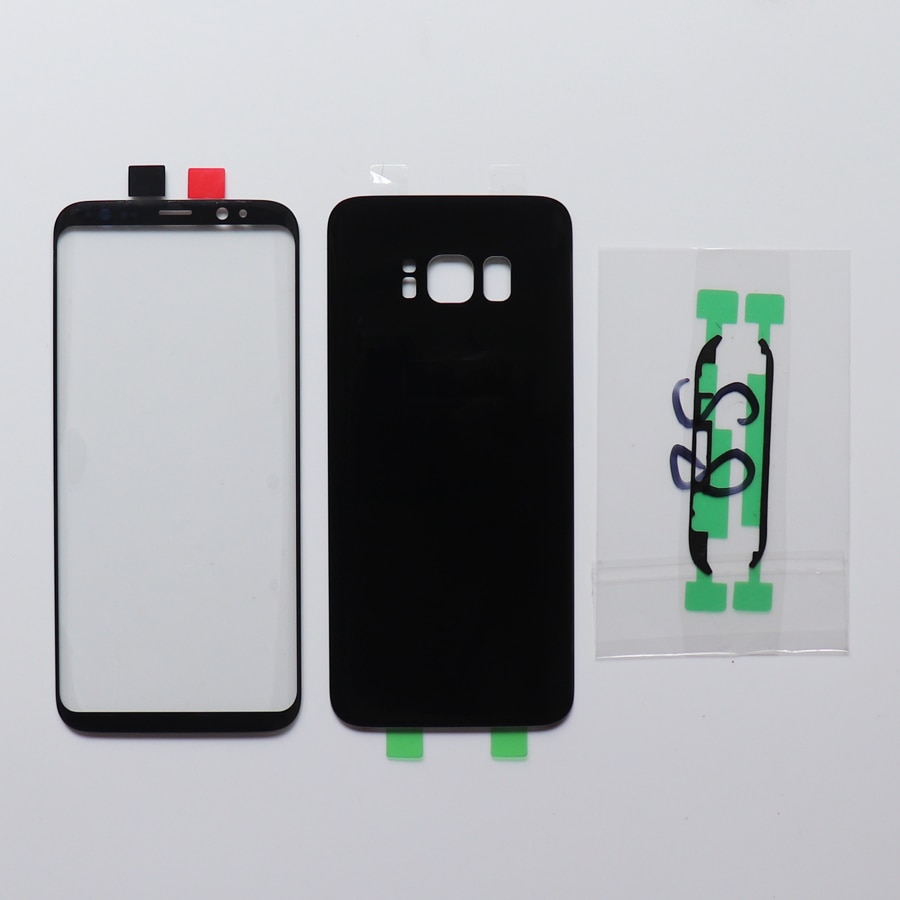 Front Touch Panel Outer Lens+Rear Battery Door Back Glass Housing Cover + Adhesive For Samsung Galaxy S8 G950 S8 + G955 S8 Plus