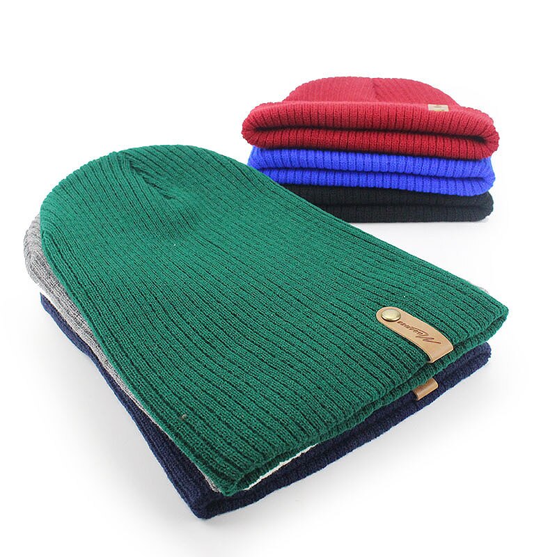 Frauen Männer Häkeln Mütze Hütte Weiche Warme Kappe Herbst Winter Weibliche unisex Erwachsene Gestrickte Einfarbig Grün Schwarz lässig Skullies Hütte