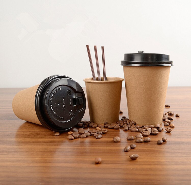 100 Stks/pak Papier Koffiekopje Wegwerp Papier Cup Met Deksel Cover Eco Vriendelijke Thee Cup Drinken Accessoires
