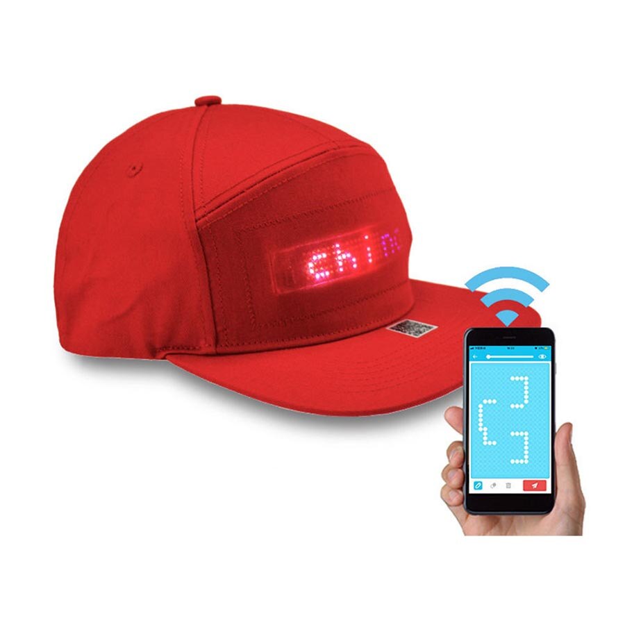 Led Display Hoed Veiligheid Riding Light-Emitting Hoed Diy App Bluetooth Programmering Party Sport Cap: Rood