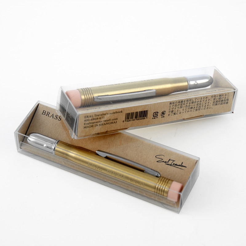 (ET) Lápiz de latón para viajero de ceral. Mini para llevar papelería de metal. Serie de artículos de papelería de viaje retro muy bonita, accesorios para fotos.