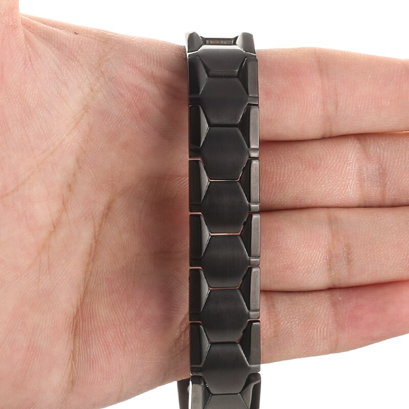 LITTLE FROG Health Magnetic Therapy Bracelet Men Jewelry Black 316L Stainless Steel 4 Elements Bracelets & Bangles 10239