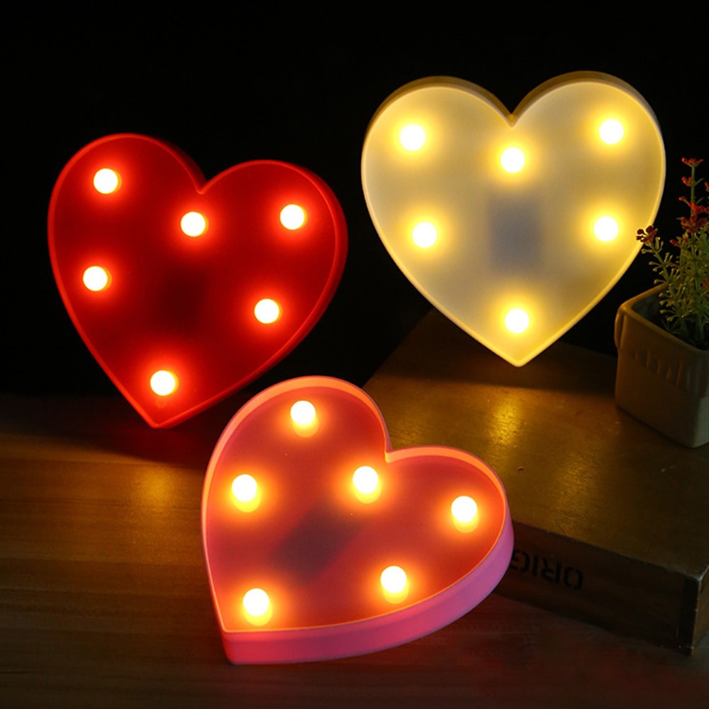 Brief Lampen Indoor Decoratieve Nachten Lampen LED Nachtlampje Romantische 3D Liefde Hart Marquee Bruiloft Decoratie