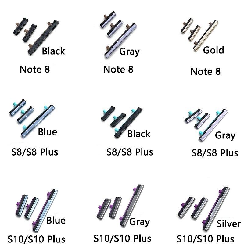 Side Key Power On Off + Volume Buttons For Samsung Note 8 Power Side Key Buttons For Samsung Note 8 S8 S9 S10 Plus Volume Button