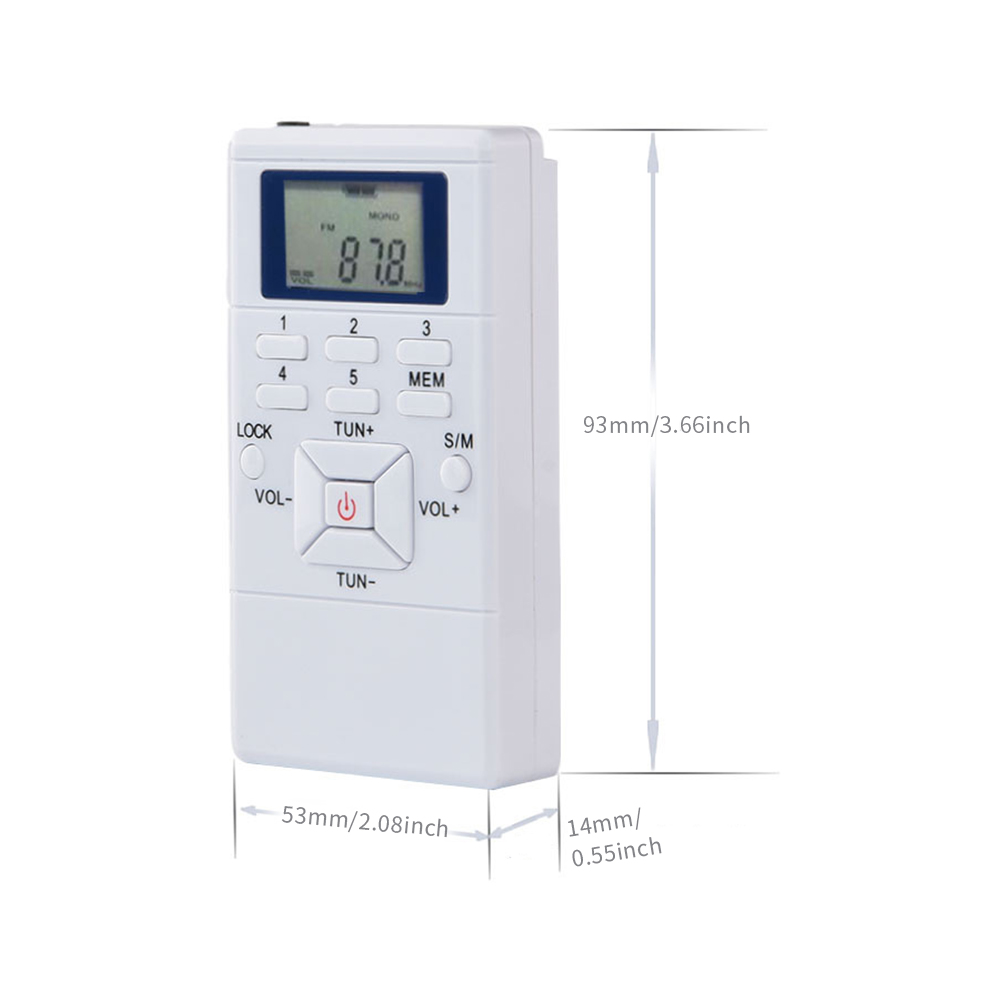 Mini portatile DSP Stereo Radio FM Ricevitore orologio digitale da 1,2 "per interpretazione simultanea Clip-on Radio Auricolare Cordino PALESTRA