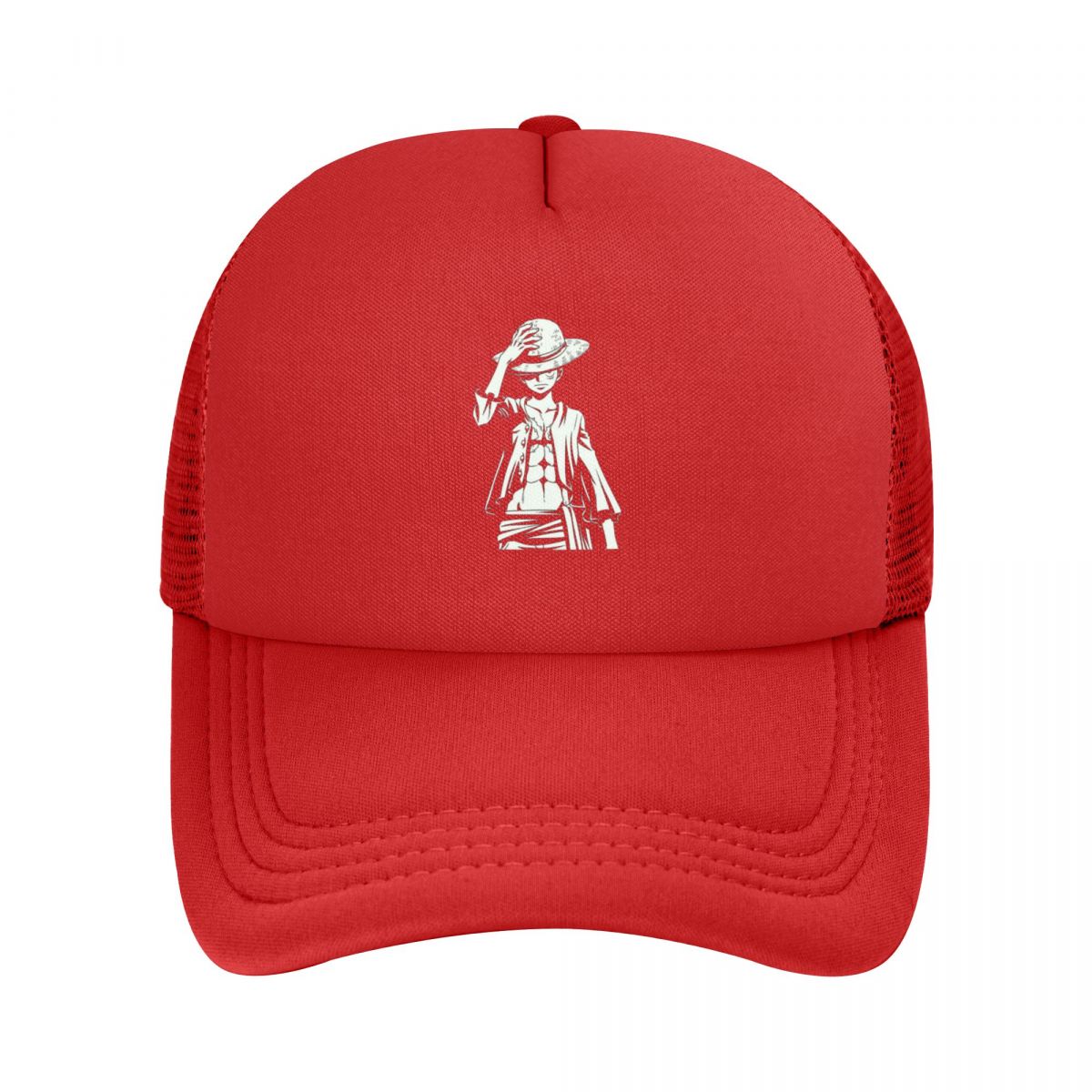 en stykke luffy anime baseball caps nettinghatter justerbare utendørs unisex caps: Rød