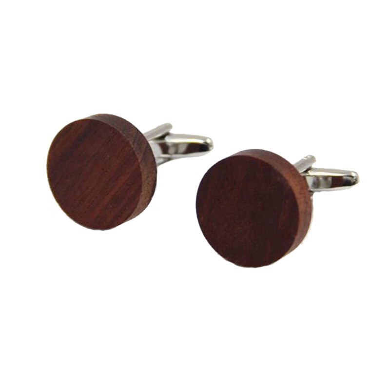 Business Cufflinks British Style Men's Wood Solid Wooden Cufflinks Men and Women French Shirts Round Cuff Buttons: Default Title