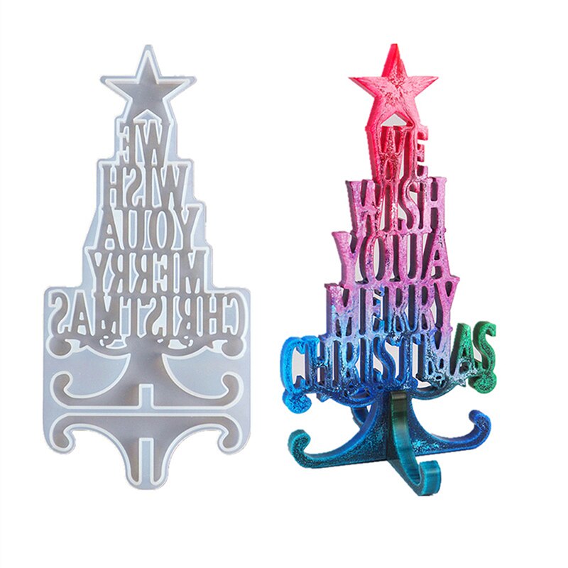 Juletræ brev silikone moldcrystal jul serie epoxy harpiks moldchristmas dekoration harpiks silikone: Default Title