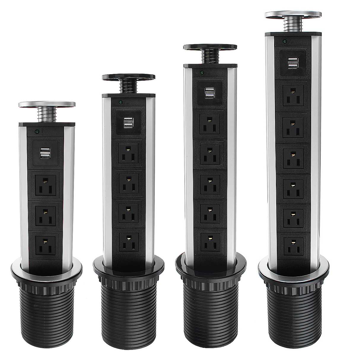 Aluminiumshylle 3/4/5/6 oss støpsel strøm kjøkkenbord elektrisk stikkontakt skrivebordsuttak strøm 1 ledet +2 lade usb