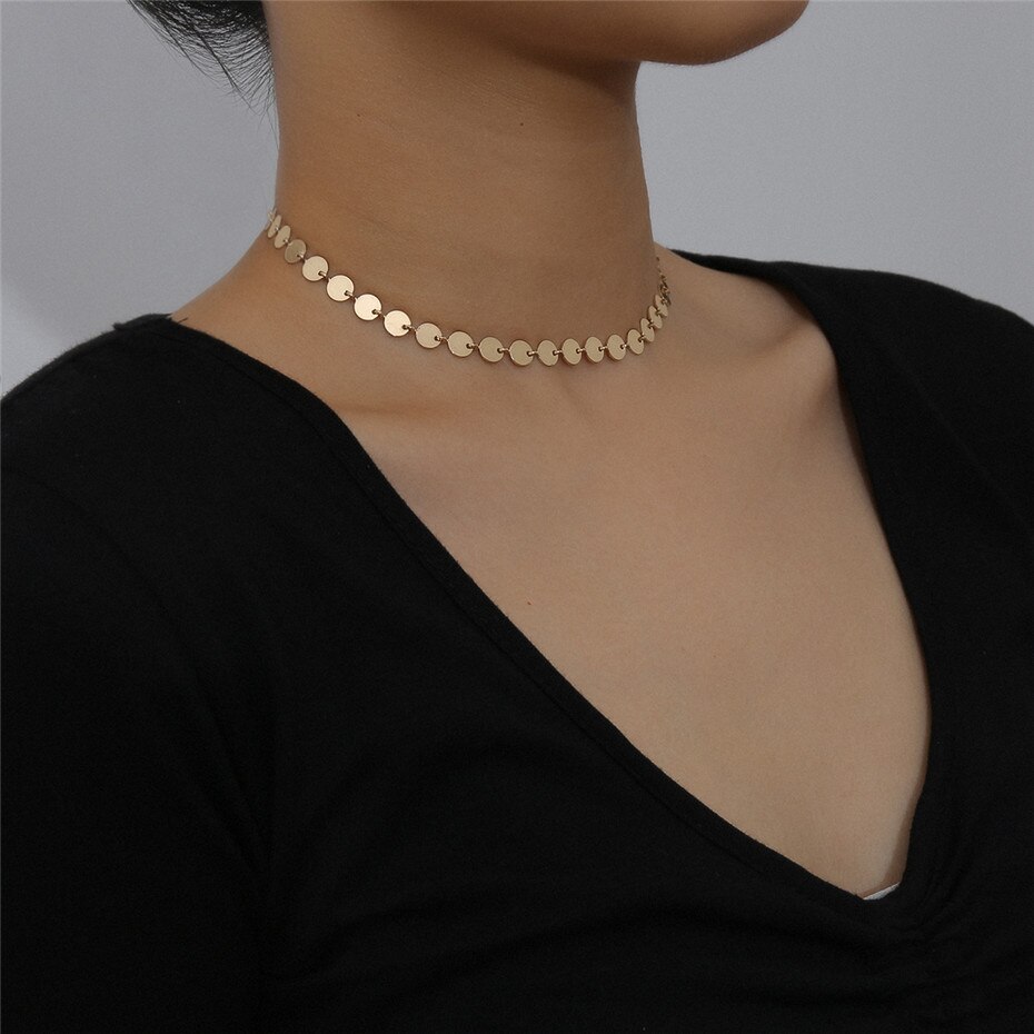 Salircon Minimalistischen Gold Farbe Ketten Halsband Halskette Schmuckstück Collares Punk Schlüsselbein Kette Kurze Halskette Frauen Modeschmuck