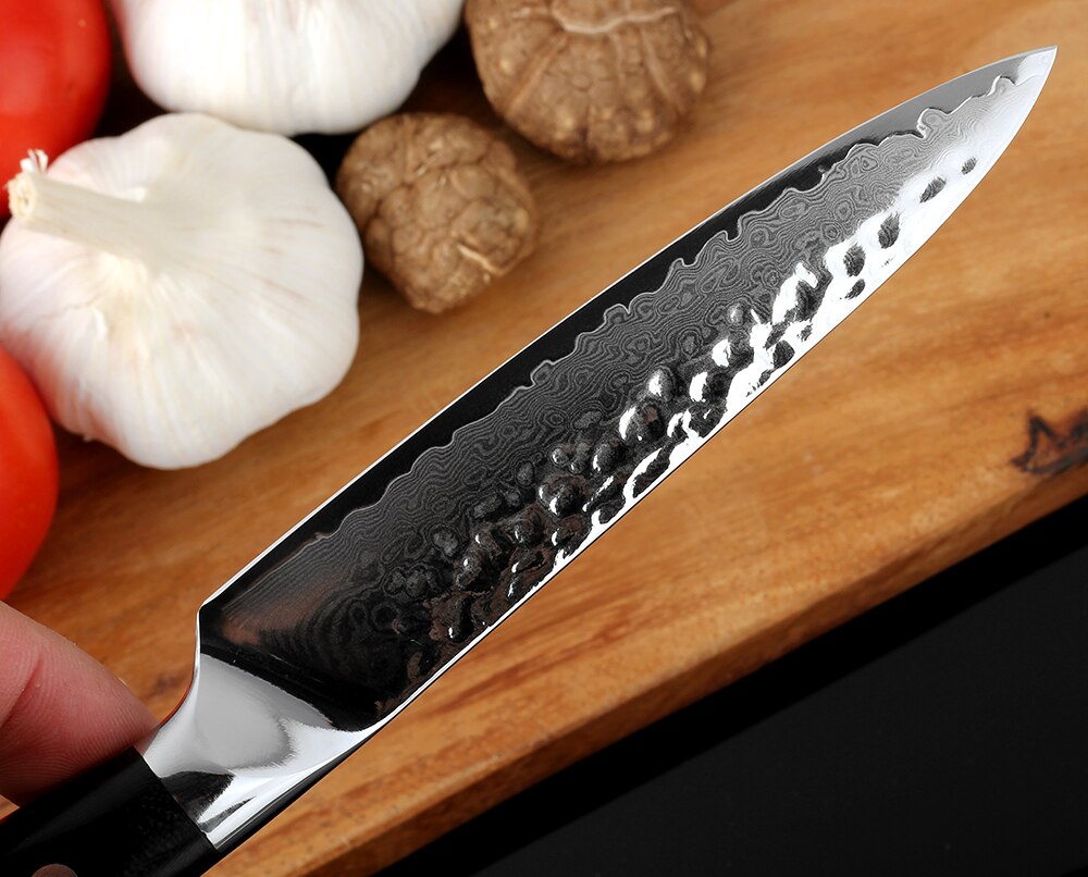 XITUO Damascus Knives Chef Knife Japanese Kitchen Knife Damascus VG10 Stainless Steel Utility Knives 5" Ultra Black G10 Handle