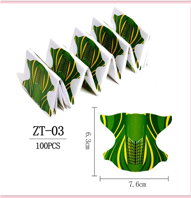 100 pièces poisson forme Nail Art français acrylique UV Gel conseils Extension Curl constructeur forme pochoir manucure outil autocollant pour polonais Guide: 3