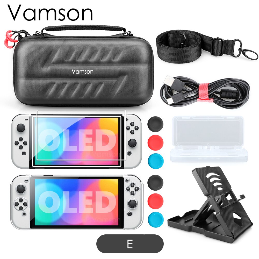 Vamson Crossbody Bag Game Accessoires Kit Voor Nintendo Switch Oled Reizen Opslag Draagtas Beschermhoes Voor Schakelaar Oled: E