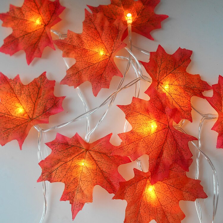 1.5M 3M 20 Lights DIY Maple Leaves Garland Led Fairy Lights for Christmas Decoration Autumn String Light Festive Halloween Decor