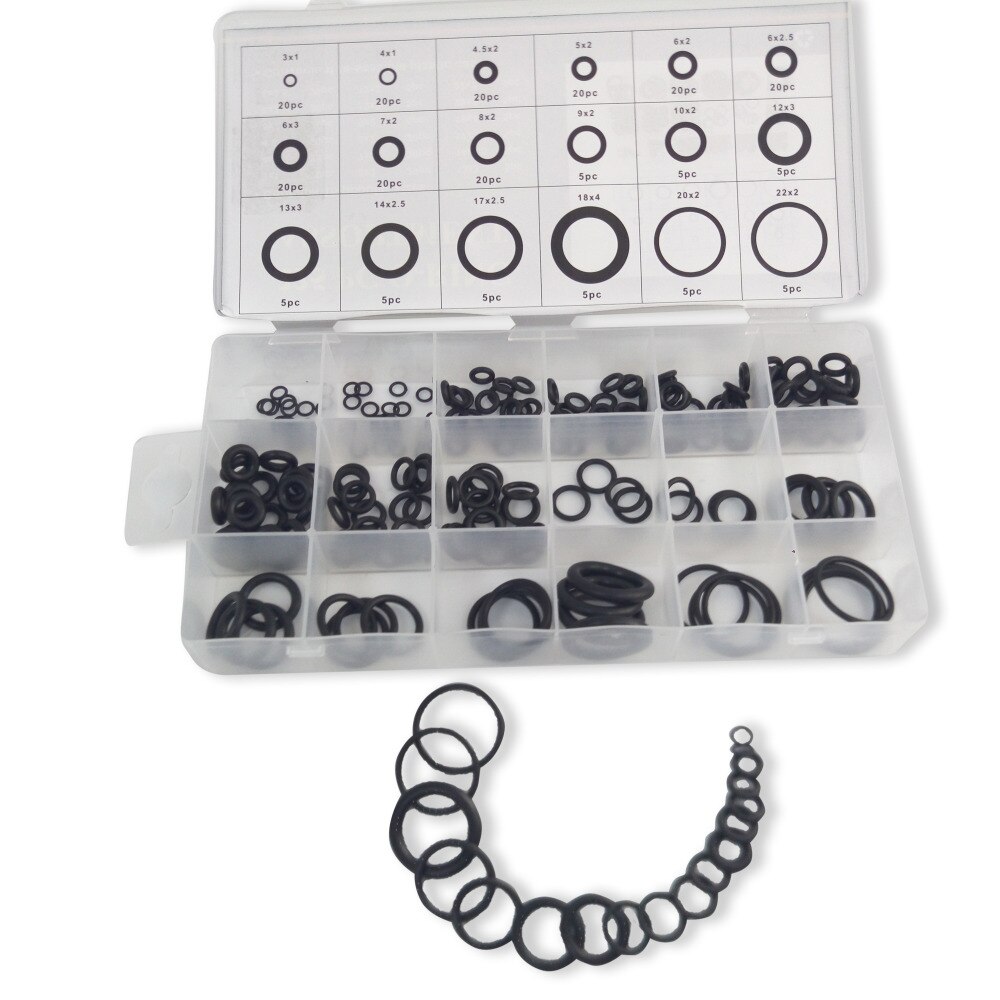AC9000 225 stücke Schwarz Gummi O Ring Sortiment Washer Dichtung Dicht Dichtungen Regendichtheit O-Ring Kit 18 Größen mit kunststoff Box