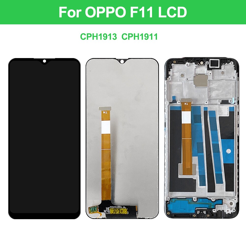 6.53 & #39 ;& #39 ; original for oppo  f11 f 11 lcd cph 1913 display skjerm touch + frame digitizer montering for oppo  f11 pro cph 1969 display