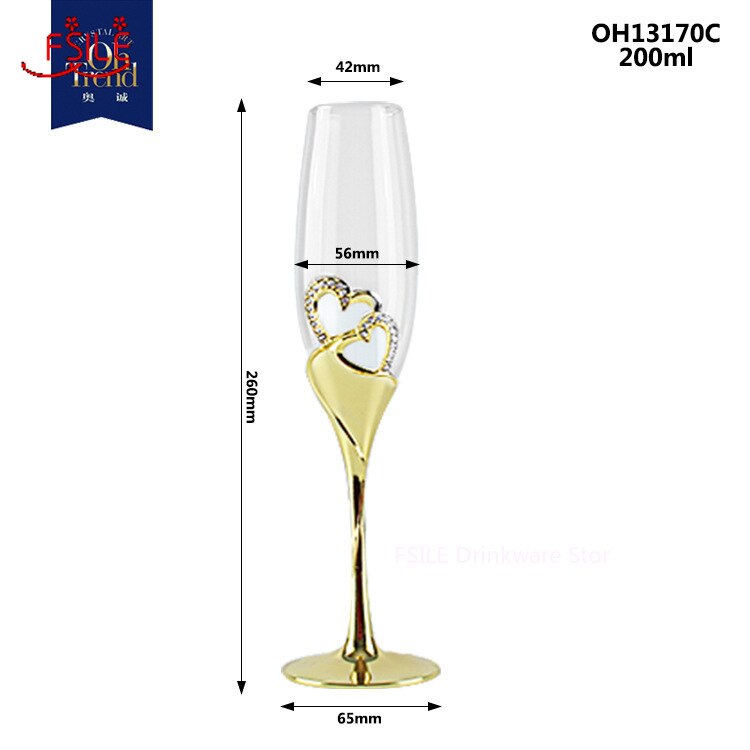 300Ml Crystal Hartvormige Champagne Glas Bubble Set Wedding Hand-In-Hand Glas Wijn glas Rode Wijn Beker