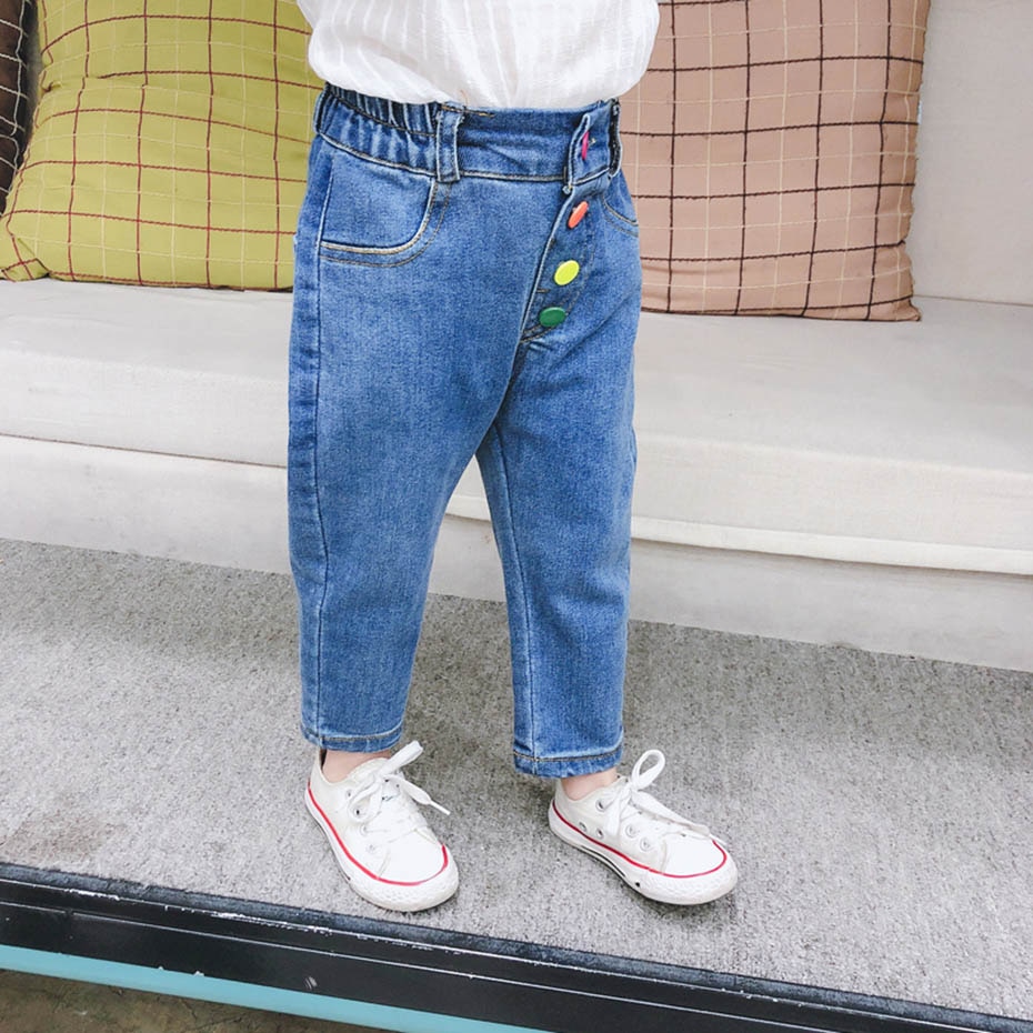 Vaqueros para niña, pantalones vaqueros coloridos con botón Fly chico s para chicas, pantalones vaqueros informales de estilo chico, ropa de primavera otoño para chicas