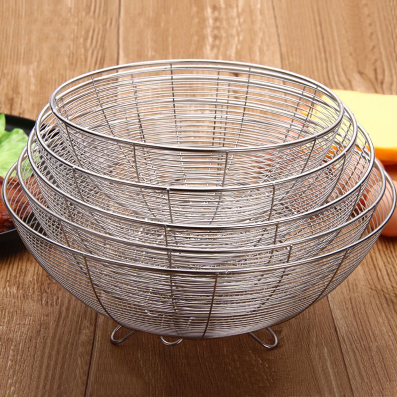 Fruit Basket Container Bowl Stainless Steel Wire Kitchen Drain Rack Vegetable