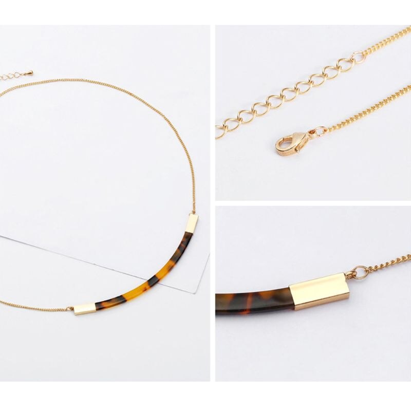 Acryl Braun Schildkröte Hülse Halsketten Colliers Fleckige Harz Schmuck