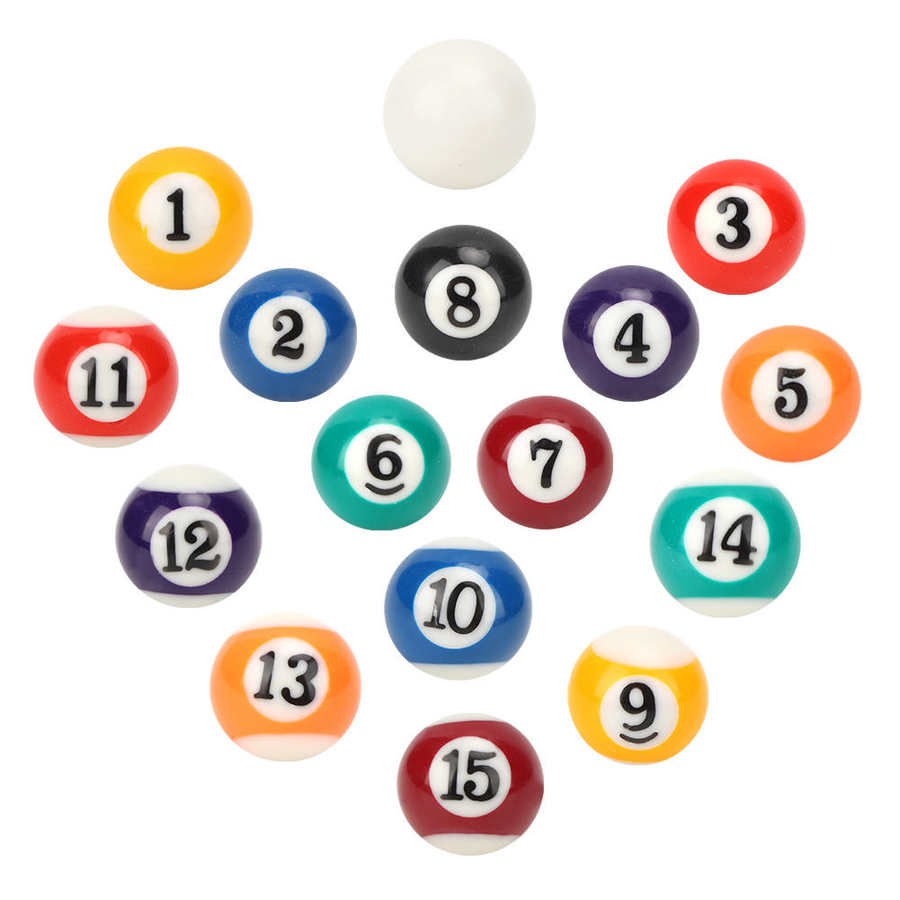 16PCS 25MM Resin Billiard Ball Toys Eco-Friendly Mini Billiard Pool Ball Set For Resin Small Pool Balls Set