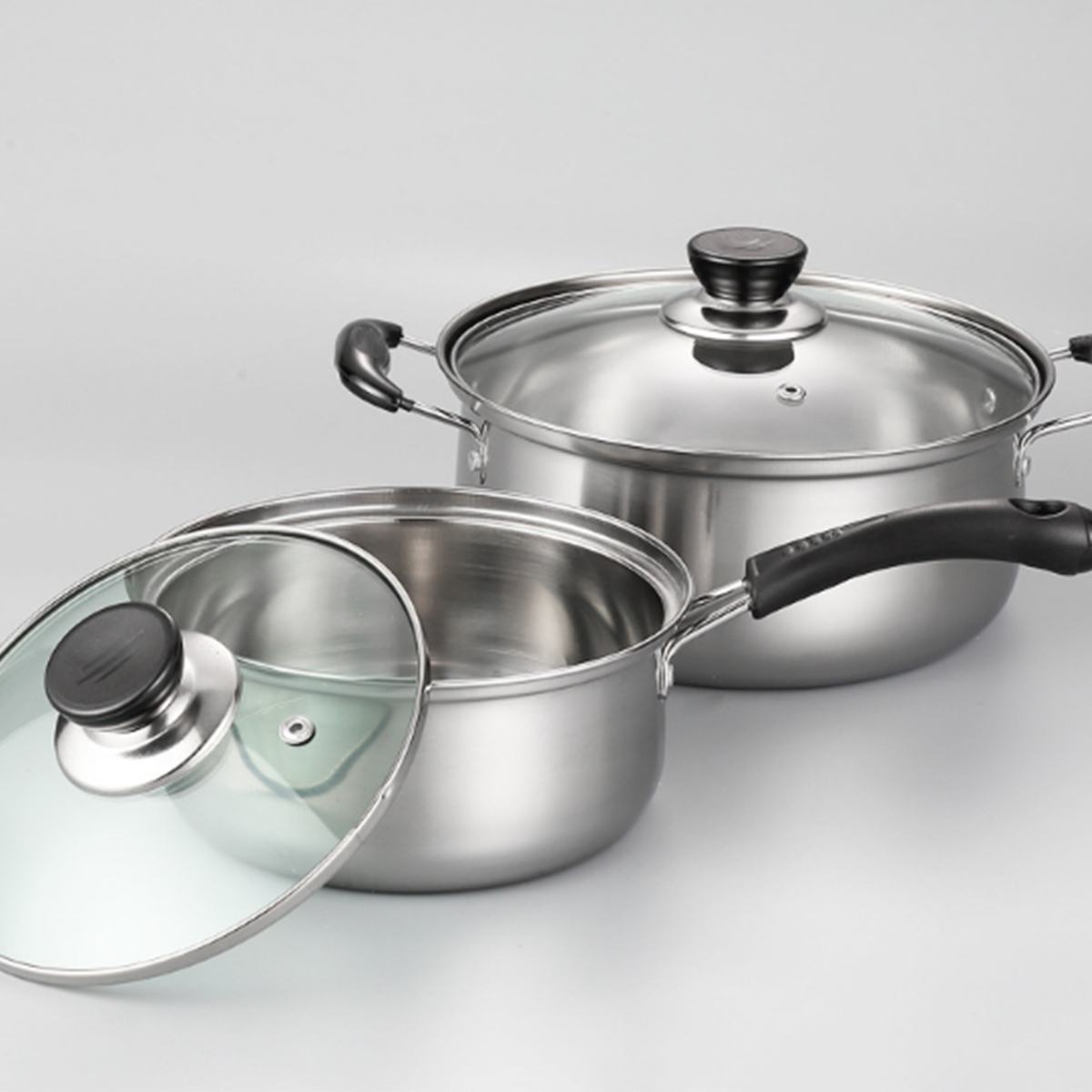 3pcs/set Stainless Steel pot Non-stick Soup Pot Frying Pan Milk Pot Thicken Saucepan With Glass Lid Induction Cooker Gas Stove