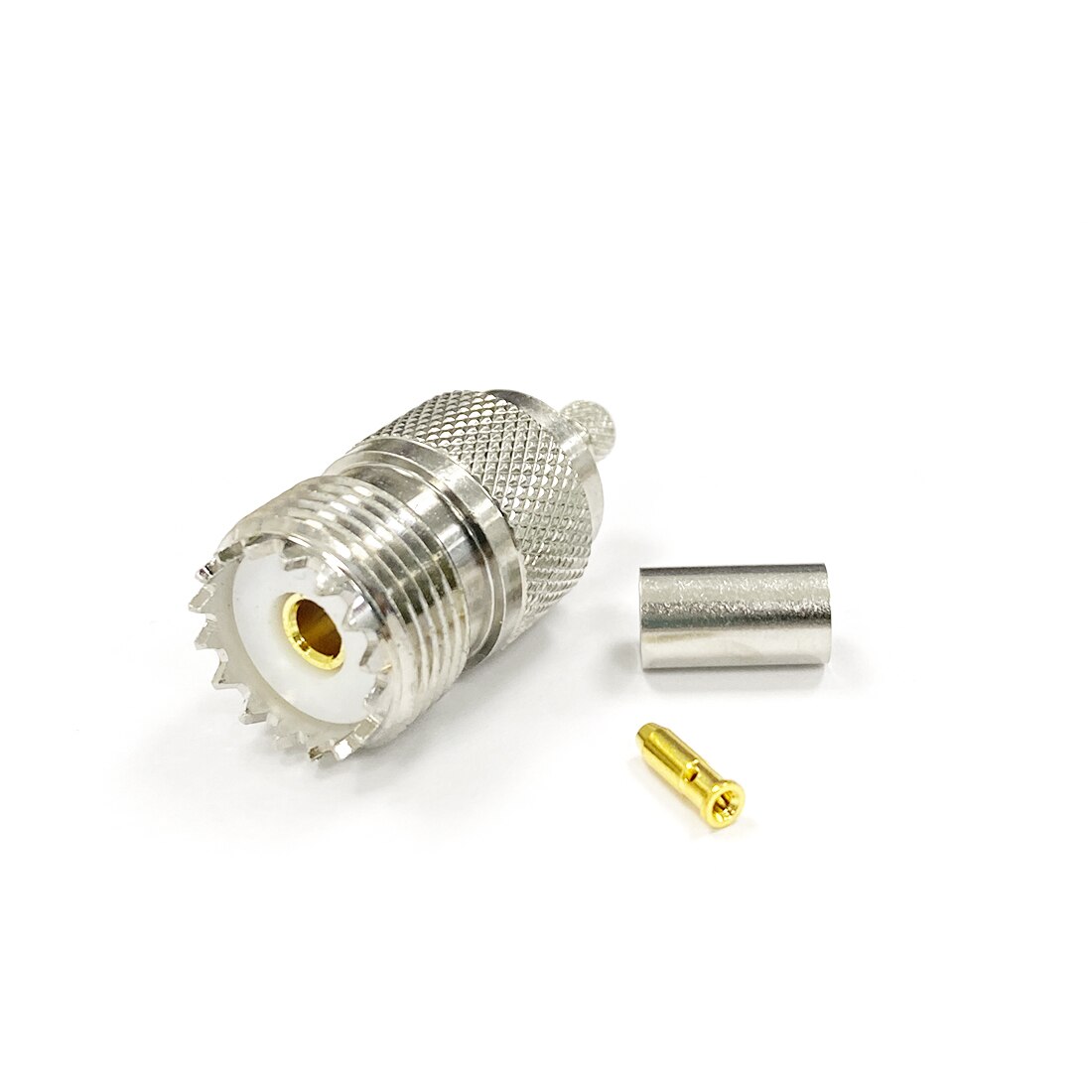 1Pc Uhf Vrouwelijke Jack Rf Coax Converter Connector Crimp RG58 RG142 RG400 LMR195 Rechte Vernikkelde