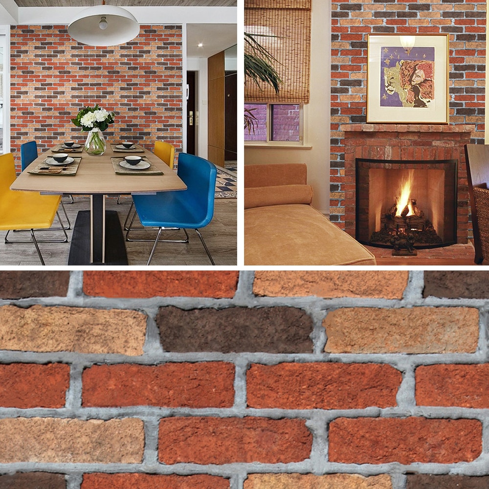 100x45cm Imitation 3D Brick Stone Wall Stickers Self-adhesive Wallpaper Art Wall Decals for Kids Living Room Kitchen Wall Decor