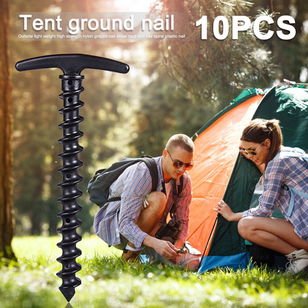 10Pc Tent Nagels Outdoor Camping Trip Tent Peg Grond Anker Schroef Nail Stakes Pinnen Abs Zand Pinnen Reis Strand tent Stakes Pinnen